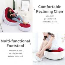 Silla inflable con reposapiés, sofá inflable con superficie aterciopelada para adultos, silla cojín de aire inflable cómoda, sofá inflable portátil impermeable, sofá inflable para camping - silla - Ver 5