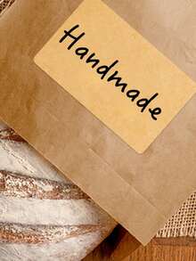 100p Cs/ Roll Kraft Paper Label Paper Roll Self-Adhesive Writable Classified Packaging Label Kraft Paper Label Sticker, Self-Adhesive Label Sticker, Roll Packaging, Handwriting, Classification, Easy To Tear Off, Self-Adhesive Paper. - Kraft Paper Sealing Sticker - View 2