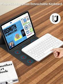 这款键盘保护套兼容 iPad (A16) 11 英寸第 11 代 (2025)，也兼容 iPad 10.2 英寸第 9/8/7 代、iPad Air 第 4/5/6 代、10.9/11 英寸、iPad Pro 11。支持自动睡眠/唤醒功能，配备可拆卸无线蓝牙键盘、150mAh 电池、超薄轻巧支架和触控笔插槽。 - 黑色 - 查看 8