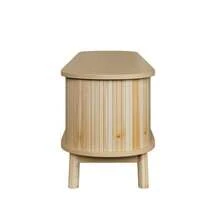 Mueble para TV con puertas y cajones. Mueble de ratán para TV, puertas de madera maciza, solución de almacenamiento de estilo rústico – panel frontal bajo. - Color natural - Ver 11