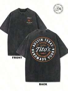 230g Washed And Used T-Shirt, Front Tito's Handmade Vodka Logo, Back With "AUSTIN TEXAS Tito's HANDMADE Vodka" Circular Text And Brand Logo, Tito's Vodka Themesummer Outfits For Womenvintage T Shirts Graphic Tees Retro Print Short-Sleeved Summer Top.230g Washed, Pirate Cat Print T-Shirt, Men's T-Shirt, Men's Summer T-Shirt, Holiday Gift, Perfect Present.Thick And Soft Washed T-Shirt, Durable And Versatile Basic Style, Suitable For Everyday Wear.Women's Summer Top, 100% Pure. - màu đen - Xem 1