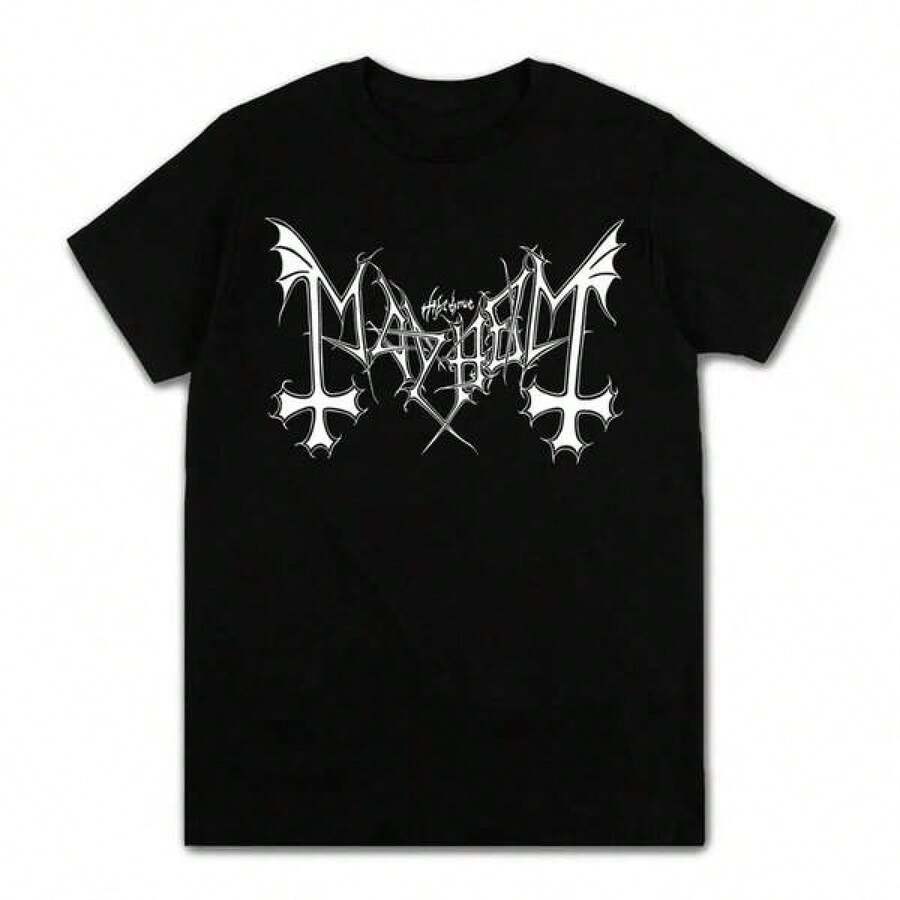 Unisex kortärmad T-shirt, Metal Cool T-shirt för män och kvinnor, 2022 sommar kortärmad mode T-shirt i bomull, , mjuk bomull, vardagskläder, t-shirt i bomull, sommar, y2k-stil, , fars dag, 2000-talsstil, sommartoppar, lättviktigt, andningsbart tyg, utomhusaktiviteter, resor & utflykter, festivalstil, mjuk & lättviktig, sommarsemester, vardagskläder. - Svart - Visa 1