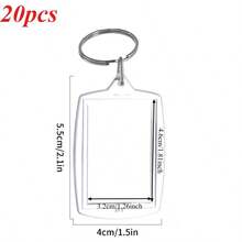 20pcs Rectangular Transparent Acrylic Photo Frame Keychains, DIY Craft Accessories For Custom Photo Making, Bag Charms, Party Favors And Daily Decor, Key Rings, Father's Day Gift - Multicolor - View 10