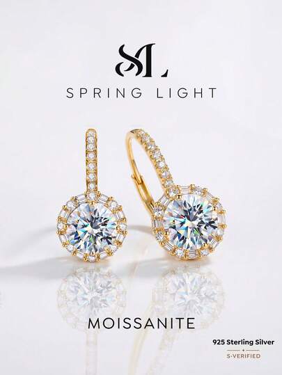 1 Đôi bông tai Moissanite vĩnh cửu lấp lánh 1 carat, chất liệu bạc S925, bông tai cưới sang trọng, quà tặng sinh nhật, kỷ niệm cho bạn thân.