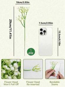 30 bông hồng trắng kết hợp hoa baby's breath trang trí, phong cách đồng quê, thích hợp cho phòng khách, phòng ngủ hoặc bàn ăn, tuyệt vời cho các sự kiện, tiệc tùng, ngày lễ, bệ cửa sổ, phông nền chụp ảnh, kỷ niệm, mùa cưới và quà tặng ngày lễ. - trắng - Xem 13