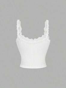 Camiseta de mujer con parche de encaje y decoración de lazo - Multicolor - Ver 7