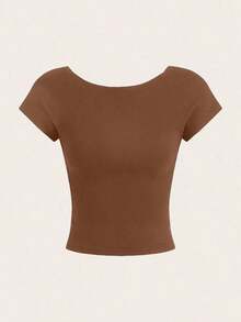 4 piezas Camisetas ajustadas de mujer con cuello redondo, estampado de leopardo en negro, blanco y rojo, estilo minimalista casual, apropiadas para usarse como camiseta interior o prenda exterior en verano - Multicolor 15 - Ver 11