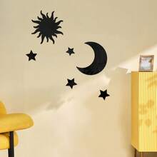 6pcs Star & Moon Combination Acrylic Mirror 3D Self-Adhesive DIY Wall Sticker For Bedroom & Living Room, Removable - 6pcs/set - View 7