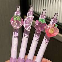 Bộ 4 bút bi treo ngẫu nhiên hương nho, bút bi mực đen 0.5mm dễ thương và thanh lịch, thích hợp cho việc viết và học tập. - Nhiều màu - Xem 5