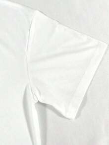 Free  de manga corta para mujer con cuello redondo, corte holgado, diseño de letras, estilo casualHolidayNigh - Blanco - Ver 5