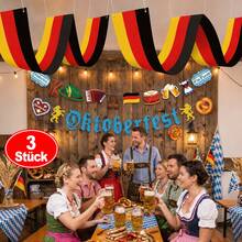 APODESS 21-teiliges Oktoberfest Deko Set mit Deutschland Fahne Banner, Blauen und Weißen Anhängern-Partyzubehör-Set - Übersicht 1