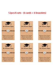 Bộ 12 chiếc/6 bộ vòng tay tốt nghiệp năm 2026 (vòng tay + thiệp), vòng tay la bàn quà tặng tốt nghiệp năm 2026, thiệp chúc mừng dệt trang trí, phù hợp cho nam và nữ đeo hàng ngày, vòng tay la bàn điều chỉnh được và thiệp chúc mừng tốt nghiệp năm 2026, quà tặng tình bạn cho lớp tốt nghiệp THPT/Đại học năm 2026, quà tặng tiệc tốt nghiệp, chúc mừng tốt nghiệp. - nhiều màu - Xem 12