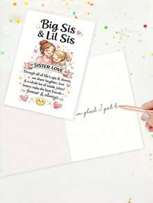 1 "Hermana mayor y hermana menor" Tarjeta de felicitación de hermandad con sobre, un regalo pensativo para hermanas, celebrando el vínculo fraternal de por vida, adecuado para cumpleaños y ocasiones especiales, en blanco por dentro - A - Ver 8