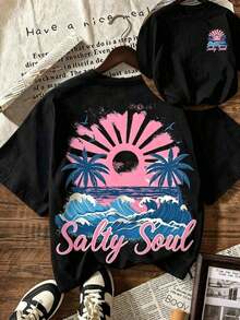 3 camisetas% algodón con estampado de palmera Salty Sunrise, conjunto de verano para mujer, ropa de vacaciones y playa, camiseta casual de manga corta con cuello redondo de talla - Ropa diaria unisex para mujer y hombre para el campus.|Moda Urbana Local de Primavera/Verano||Uso Casual Diario Primavera Verano Moderno Moldeador|Conjunto de verano para mujer, ropa de vacaciones|Blusas elegantes para mujer, ropa de primavera, blusas de verano. - Negro - Ver 8