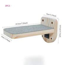 3 PiecesWooden Cat Wall-Mounted Climbing Ladder With Felt Anti-Slip Design - Wall-Mounted Cat Climbing Frame And Resting Platform, Ideal For Senior Cats - Multicolor - View 7