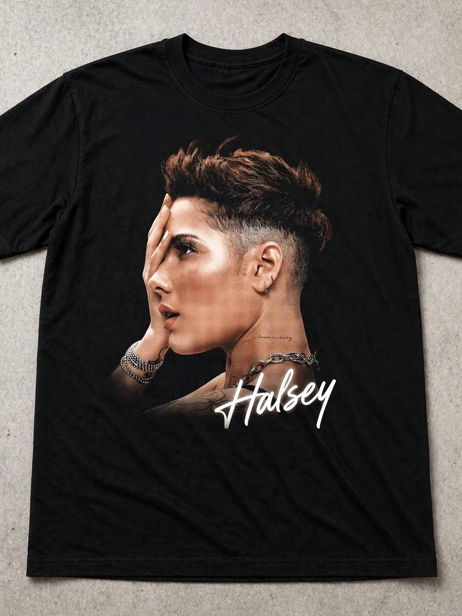 Halsey T Shirt Pop Singer Graphic Tee Music Fan Gift - Black - View 1