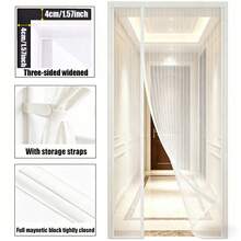 Magnetic Screen Door, Side-Opening Double-Sided Magnetic Mesh Screen Door, Anti-Mosquito Curtain, Polyester Fiber Mesh, High-Density Breathable Mesh Window, Patio Yard Fly Insect Screen Curtain, With Installation Accessories - White - White - View 4