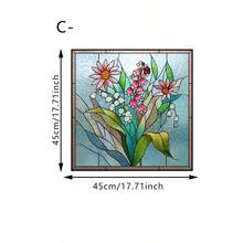 1/6 miếng phim dán cửa sổ kính màu cổ điển, họa tiết hoa mẫu đơn trang nhã, mờ, trang trí, không dính, có thể tái sử dụng, dùng cho cửa kính trượt phòng tắm, phòng khách. - màng mờ họa tiết hoa - Xem 18