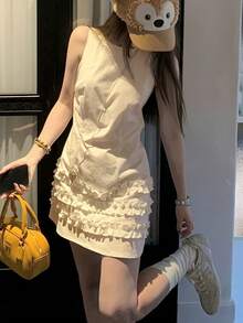 Women Midi Dresses - Apricot - View 3