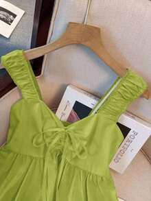 Blusa sin mangas de ajuste holgado con cintura anudada para mujer - Verde - Ver 6
