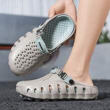 Sandalias de hombre con bloques de color, sandalias transpirables de EVA con correas ajustables, cómodas de llevar, adecuadas para actividades casuales al aire libre en primavera, verano y otoño - gris azul - Ver 4