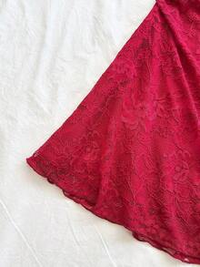 Vestido mini de línea A con tirantes de espagueti rosa y romántico Ditsy Floral para mujer, adecuado para fiesta, cita, San Valentín, Pascua, carnaval, crucero por la playa, Afternoon vestido de moda para té, primavera/verano - Burdeos - Ver 5