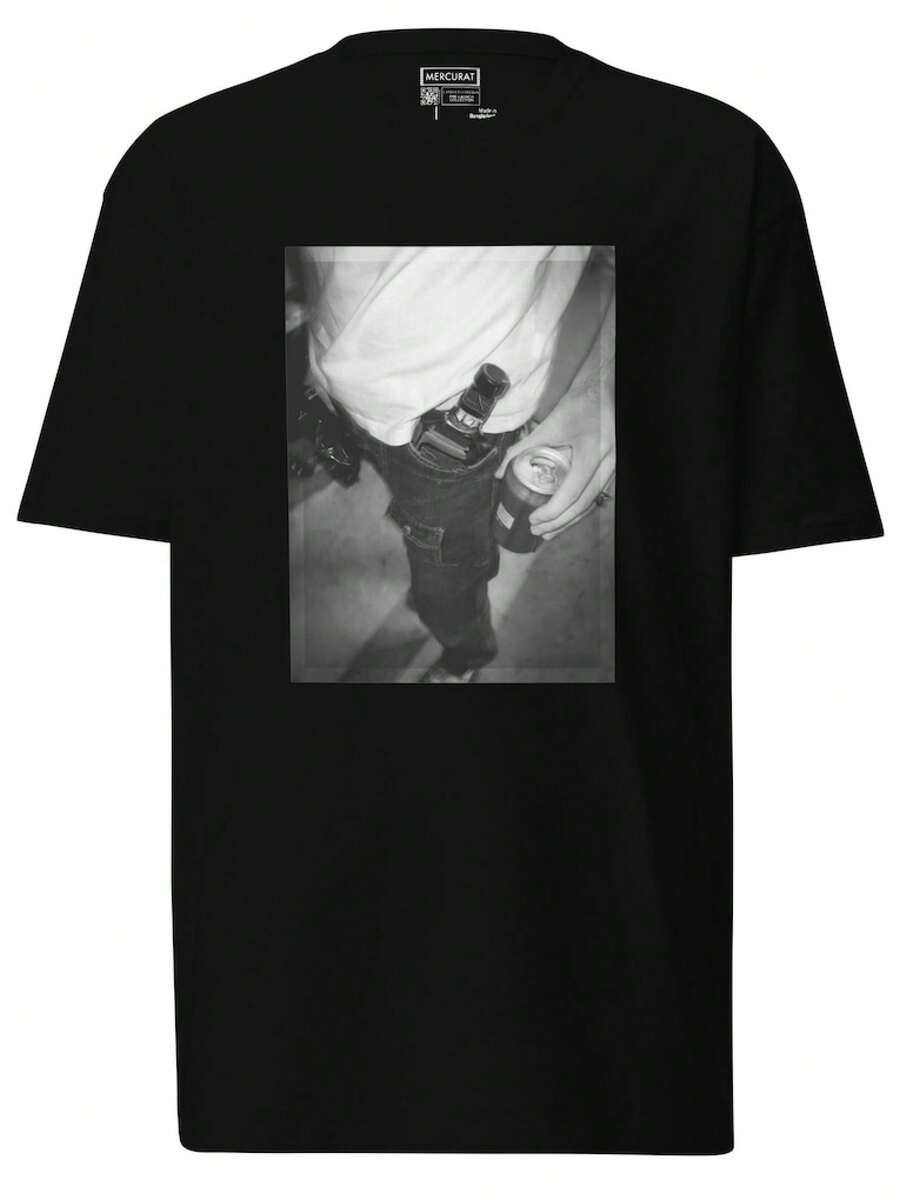 Unisex T-shirt Svart Grafisk T-shirt, Svartvit Foto T-shirt, Unisex Streetwear, herr-t-shirts, herrkläder, herrset, herr-t-shirt, herrartiklar, vardagsklänningar för kvinnor, damset, eleganta blusar, dam-t-shirts, damklänning - Svart - Visa 1