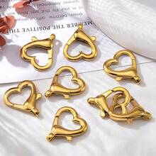 2pcs Stainless Steel Heart Shaped Spring Clasp, Gold Color Jewelry Findings Suitable For DIY Bracelet Necklace Connector - Stainless Steel Buckle - View 9