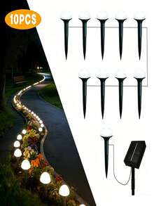 20/10pcs LED Solar String Lights, Mushroom Shape, Solar Powered, 8 Lighting Modes, Plug And Play, Ground Stake, Suitable For Garden, Lawn, Driveway, All-Season Solar Powered Outdoor Lights - Black - View 18