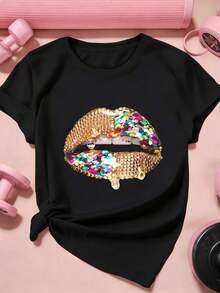 Dam-T-shirts - Svart - Visa 2