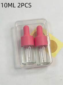 2 piezas Juego de cajas de almacenamiento portátiles con botellas de gotero de vidrio vacías de 10 ml, tapas de colores, botellas transparentes rellenables para aceites esenciales, herramienta de aromaterapia para viajes - transparente - Ver 9