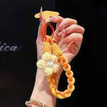 4-Strand Braided Short Phone Lanyard + Card Holder, Knitted Floral Lanyards In Multiple Colors, Wrist Strap Anti-Lost Cord, Portable Keychain Pendant, Fashion Bag Charm For Women - Multicolor - View 8