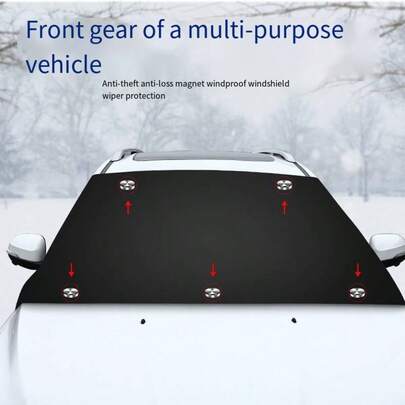 5-Piece Magnetic Universal Car Sunshade Frost Cover, Thick Anti-Frost, Anti-Freeze, Anti-UV, Silver Coated Windshield Protector