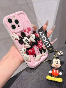 This Disney Mickey Mouse Lanyard Phone Case Is Fully Covered In TPU Material. It's Shockproof, Lightweight, And Compatible With IPhone17/16/11/13/15/15 Plus/15 Pro/15 Pro Max/12/14 Pro Max/11 Pro Max/12 Pro/12 Pro Max/13. This Phone Case Makes A Popular Birthday Gift Or Business Gift; It's Durable, Stain- And Fingerprint Resistant, And Suitable For Both Men And Women. The Set Also Includes A Mickey Mouse Phone Case And A Mickey Mouse Plush Bracelet. It's A Perfect Gift For Friends And Family. This Stylish Phone Case Is Fun, Lightweight, And Durable. IPhone17 Pro Max Phone Case, Minnie Mouse Phone Case. - 白色 - 查看 4