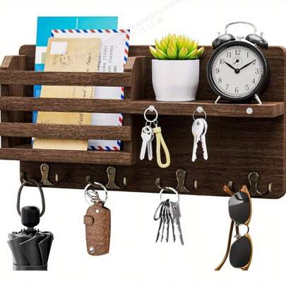 1 chiếc móc treo chìa khóa hình ngôi nhà bằng gỗ nhiều màu sắc, thiết kế phẳng, trang trí treo tường cho nhà ở, phòng khách, lối vào, văn phòng, khách sạn, móc treo chìa khóa tiện dụng.