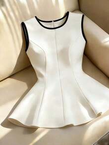 Camiseta de mujer elegante y sexy con estampado de lunares, adecuada para atuendos de primavera y verano - Blanco y Negro - Ver 8