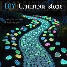 10/50/100pcs Outdoor Glow-In-The-Dark Decorative Stones, Luminous Pebbles For Landscape, Pathway, Terrace, Garden Decor, Wedding Party, Aquarium, Holiday Essentials - A - View 2