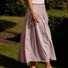 Women's Long Floral Print Wide Waist A-Line Skirt, Countryside & Holiday Style, Summer - Verde - Ver 10