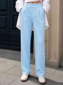 MODA MO, REF: 505 Women's Dress Pants, High Waist, Casual, Sophisticated, Elegant, Modern, Casual, Blogger, Striped, Refined Look, Comfortable, Summer  3.3. - 淺藍色 - 查看 4