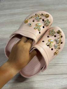 Children's Clog Shoes With Buttons, Comfortable, Soft, Crocoba - Beige - View 2