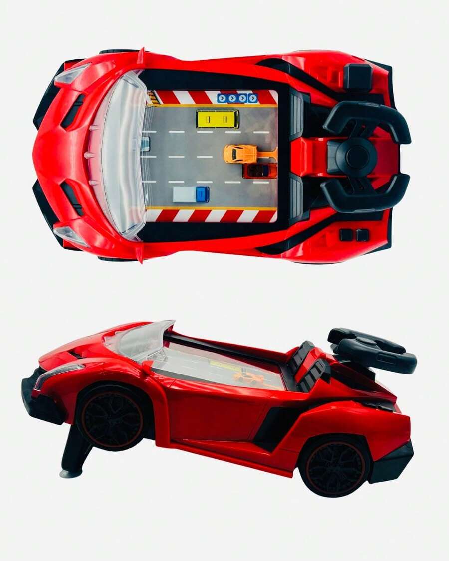 Toy Car Racing Simulator With Steering Wheel - Red - View 1