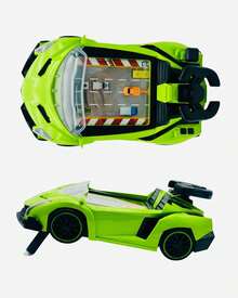 Toy Car Racing Simulator With Steering Wheel - Green - View 3