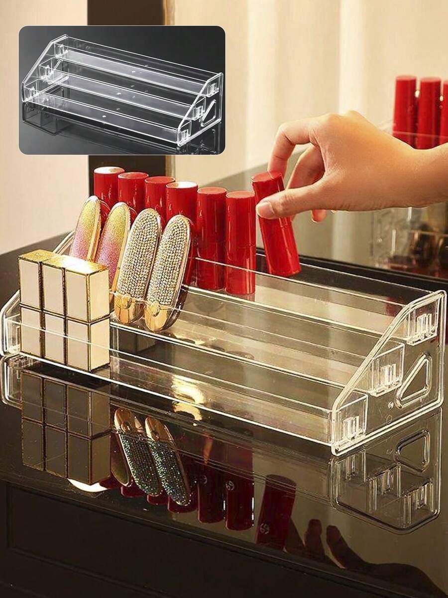 Kệ trưng bày hình thang 3 tầng/nhiều lớp, dùng để đựng sơn móng tay, son môi, xe đồ chơi, trang sức. - Trong sáng - Xem 1