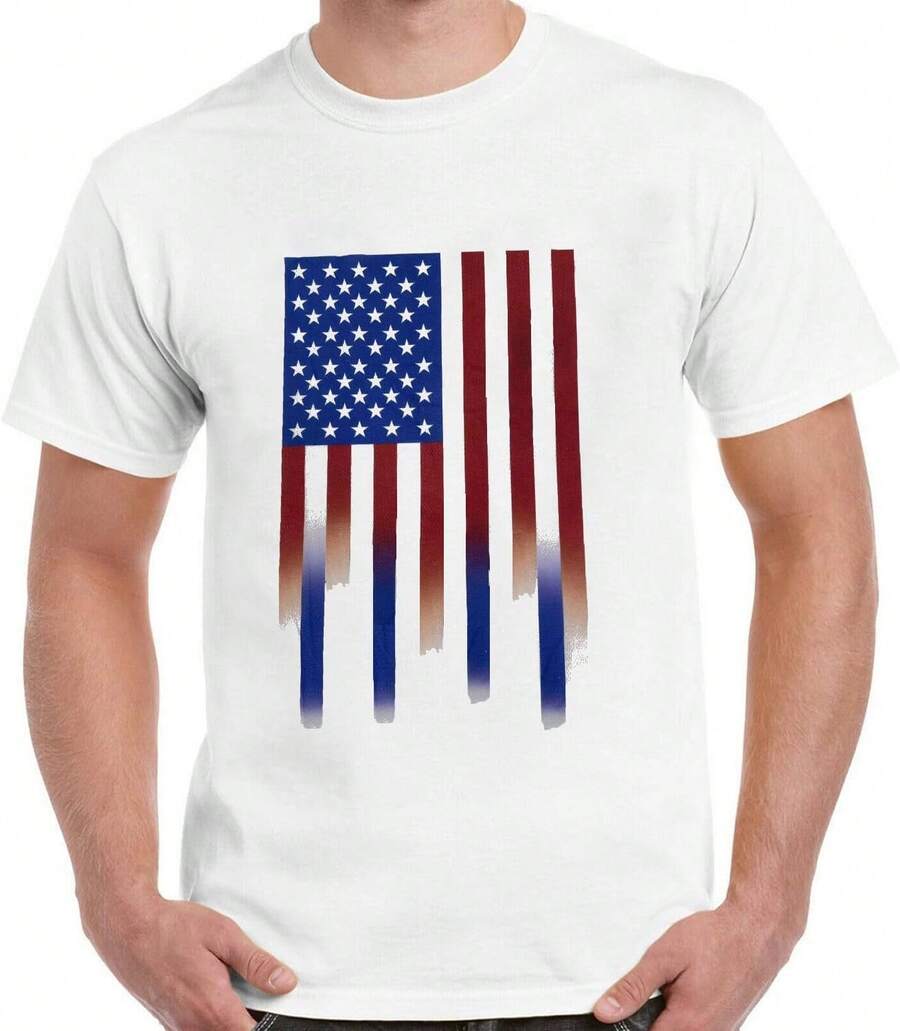 playera de manga corta con bandera, Blanco, XXXLshort-sleeve T-shirt / short-sleeve tee - Blanco - Ver 1