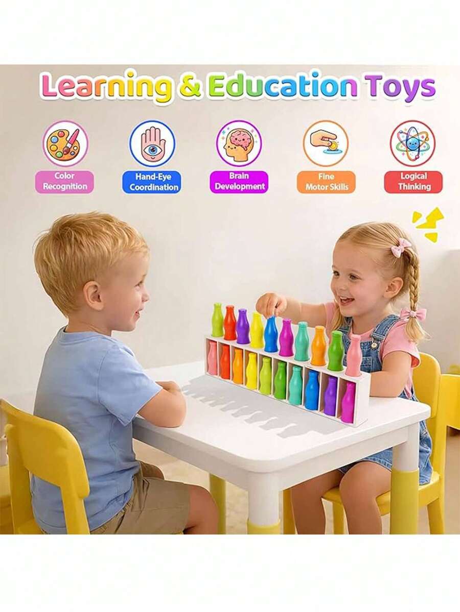 1 Set/20-Piece Color Challenge Bottle Puzzle Game Set, Includes Memory And Logic Training - Color Matching Strategy Board Game, Contains 21 Color-Coded Bottles And Storage Box, Suitable For Family Gathering Game Night, Birthday Or Halloween Party Games, Educational Puzzle Game For Teens And Adults, Enhances Memory And Problem-Solving Skills, Includes 21 Bottles With Color Caps, Perfect For Team Games And Strategic Thinking - Multicolor - View 1
