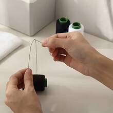 Durable Sewing Thread Suitable For Machine And Hand Sewing Black And White Spools With Green Labels Applicable For Various Projects And Repairs - One Roll Of Black Thread + 12 Needl - View 7