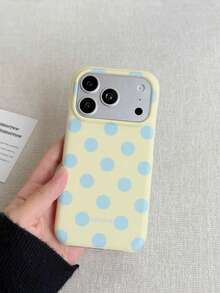 Minimalist Cute Polka Dot Pattern Phone Case Compatible With IPhone 18 17 Pro Max 17 Pro 17 16 Pro Max 16 Pro 16 15 Pro Max 15 Pro 14 Pro Max 14 Pro 13 12 Pro Max 11 16 15 14 Plus Fashionable Macaron Color Soft Anti-Drop Protective Cover Gift - Yellow - View 3