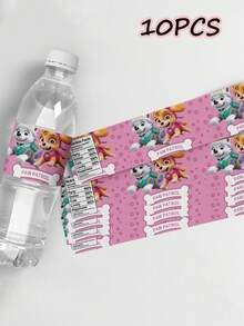 Paw Patrol 30pcs/10pcs Autocollants de bouteille d'eau thème Pat' Patrouille, Étiquettes, Baptêmes, Douches, Décorations d'anniversaire, Emballage de bouteille d'eau pour fête de chien, Décorations de fête d'anniversaire peuvent être utilisées(Style aléatoire) - View 9
