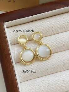 1 Đôi bông tai mắt mèo cổ điển thanh lịch, kiểu dáng tối giản cao cấp, phong cách retro. - Vàng - Xem 2
