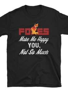 Foxes Make Me Happy Funny T1S1Hirt For Animal Lovers Gift T1EE - Negro - Ver 2